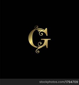 Golden G Initial Letter luxury logo icon, vintage luxurious vector design concept alphabet letter for luxuries business.