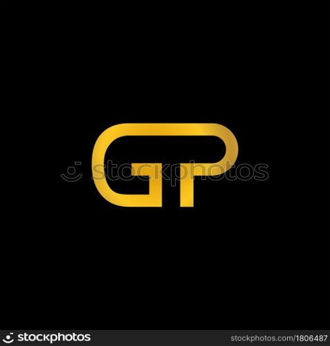 golden G P letter logo vector icon on black background design