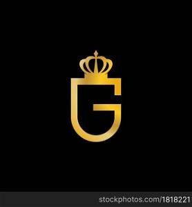 Golden G with crown logo vector icon on black background