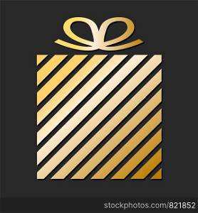 Golden Gift box from paper ribbon for your design, stock vector illustration