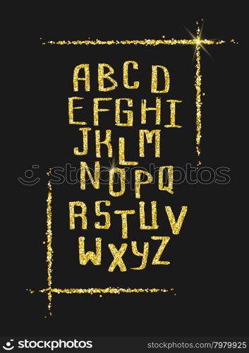Golden glitter alphabet for holiday designs