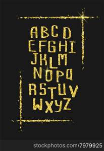 Golden glitter alphabet for holiday designs