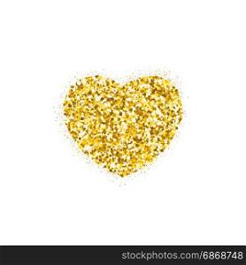 Golden glitter heart. Heart shape with gold sparkling texture. Vector illustration