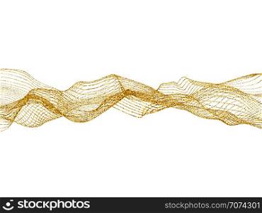 Golden glitter sand wave with sparks on white background vector illustration. Golden sparkle wave glow, shiny sand glowing. Golden glitter sand wave with sparks on white background vector illustration