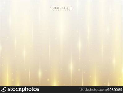 Golden glitter sparkling lights effect on gold background luxury style. Vector graphic illustration