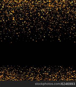 Golden Glitter Texture on Black Background. Illustration Golden Glitter Texture on Black Background. Holiday Glossy Background - Vector
