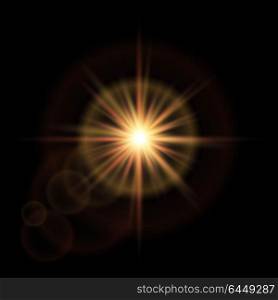Golden Glow light effect. Star burst with sparkles. Vector illustration