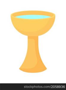 Golden goblet semi flat color vector object. Realistic item on white. Gold holy chalice for ceremonial ritual isolated modern cartoon style illustration for graphic design and animation. Golden goblet semi flat color vector object