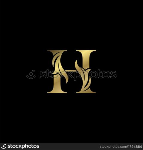 Golden H Initial Letter luxury logo icon, vintage luxurious vector design concept alphabet letter for luxuries business