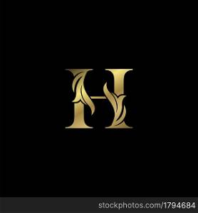 Golden H Initial Letter luxury logo icon, vintage luxurious vector design concept alphabet letter for luxuries business