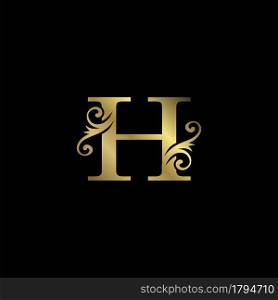 Golden H Initial Letter luxury logo icon, vintage luxurious vector design concept alphabet letter for luxuries business.