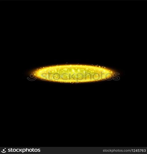 Golden halo angel ring. Isolated on black background, vector illustration.. Golden halo angel ring. Isolated on black background, vector illustration