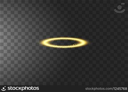 Golden halo angel ring. Isolated on black background, vector illustration.. Golden halo angel ring. Isolated on black background, vector illustration
