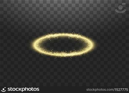 Golden halo angel ring. Isolated on black transparent background, vector illustration.. Golden halo angel ring. Isolated on black transparent background, vector illustration
