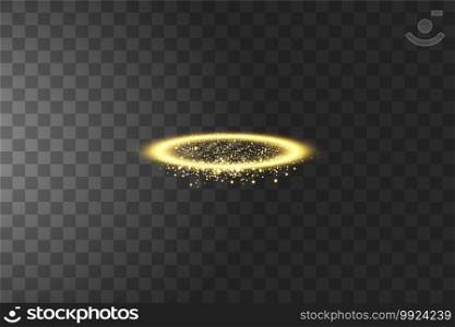 Golden halo angel ring. Isolated on black transparent background, vector illustration.. Golden halo angel ring. Isolated on black transparent background, vector illustration