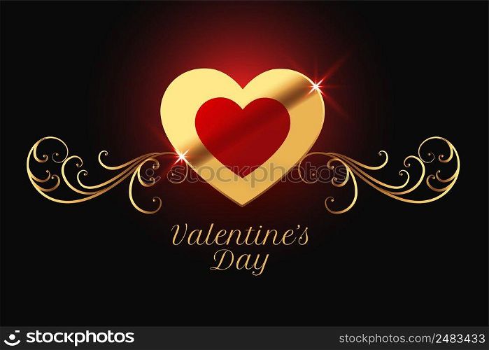 golden happy valentines day shiny banner design