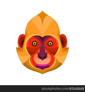 Golden-headed Langur Flat Icon. Flat icon illustration of mascot head of a white-headed, golden-headed or Cat Ba langur viewed from front on isolated background in retro style.. Golden-headed Langur Flat Icon