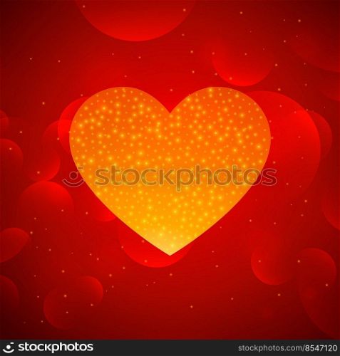 golden heart on red bokeh background