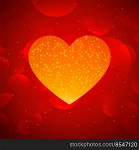 golden heart on red bokeh background