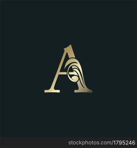 Golden Heraldic Letter A Logo With Luxury Floral Alphabet Vector Design Style.