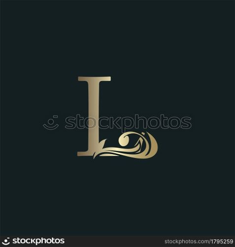 Golden Heraldic Letter L Logo With Luxury Floral Alphabet Vector Design Style.