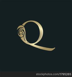 Golden Heraldic Letter Q Logo With Luxury Floral Alphabet Vector Design Style.