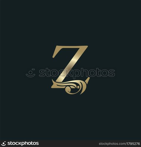 Golden Heraldic Letter Z Logo With Luxury Floral Alphabet Vector Design Style.