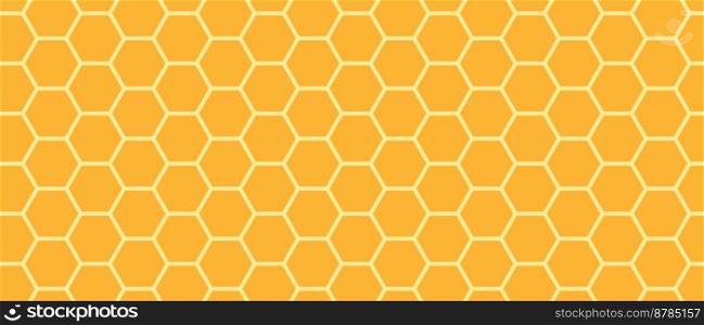 Golden honeyed comb grid texture and geometric hive hexagonal honeycombs. Gold honey hexagonal cells seamless texture. Honeycombs bright background. Vector illustration