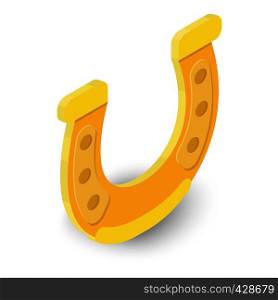 Golden horseshoe icon. Isometric 3d golden horseshoe illustration of vector icon for web. Golden horseshoe icon, isometric 3d style