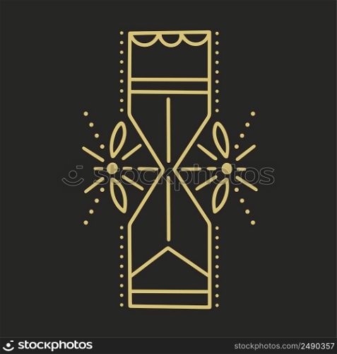 Golden hourglass isolated vector illustration. Magic element for design. Line icon passage of time clipart. Golden hourglass isolated vector illustration