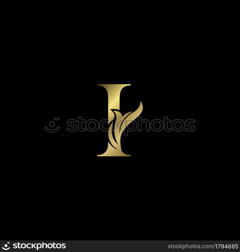 Golden I Initial Letter luxury logo icon, vintage luxurious vector design concept alphabet letter for luxuries business