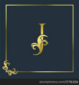 Golden Initial J Luxury Letter Logo Icon, Ornate business brand identity or wedding initial logo vector design .