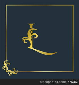 Golden Initial L Luxury Letter Logo Icon, Ornate business brand identity or wedding initial logo vector design .