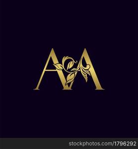 Golden Initial Letter A, AA Luxury Logo Icon, Vintage Gold Letter Logo