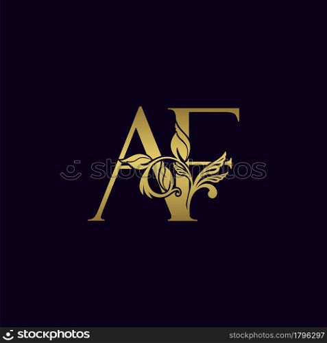 Golden Initial Letter A and F, AF Luxury Logo Icon, Vintage Gold Letter Logo