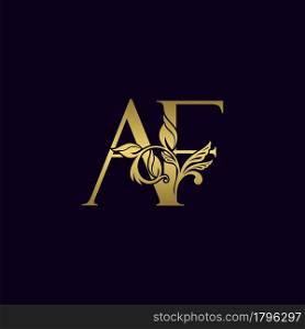 Golden Initial Letter A and F, AF Luxury Logo Icon, Vintage Gold Letter Logo
