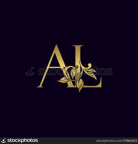 Golden Initial Letter A and L, AL Luxury Logo Icon, Vintage Gold Letter Logo