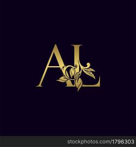Golden Initial Letter A and L, AL Luxury Logo Icon, Vintage Gold Letter Logo