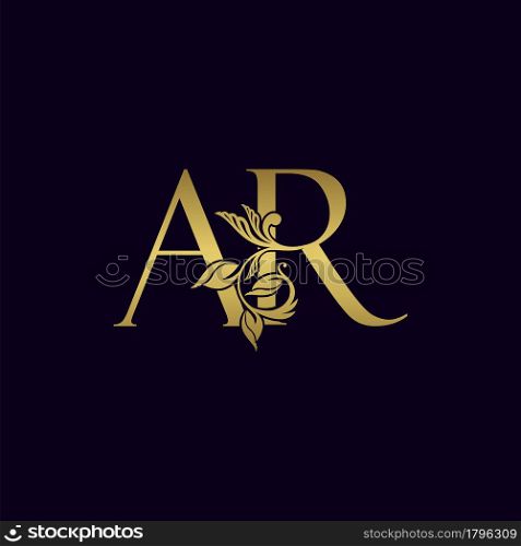 Golden Initial Letter A and R, AR Luxury Logo Icon, Vintage Gold Letter Logo