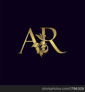 Golden Initial Letter A and R, AR Luxury Logo Icon, Vintage Gold Letter Logo