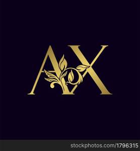 Golden Initial Letter A and X, AX Luxury Logo Icon, Vintage Gold Letter Logo