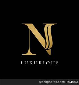 Golden Initial N Letter Logo Luxury, creative vector design concept for luxuries business