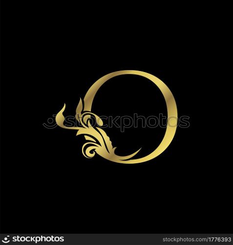 Golden Initial O Luxury Letter Logo Icon vector design ornate swirl nature floral concept.