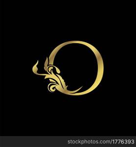 Golden Initial O Luxury Letter Logo Icon vector design ornate swirl nature floral concept.