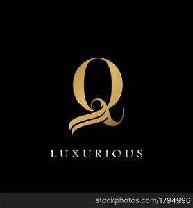 Golden Initial Q Letter Logo Luxury, creative vector design concept for luxuries business
