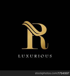 Golden Initial R Letter Logo Luxury, creative vector design concept for luxuries business