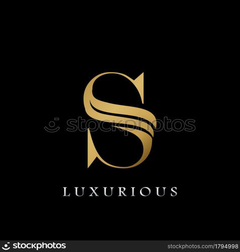 Golden Initial S Letter Logo Luxury, creative vector design concept for luxuries business