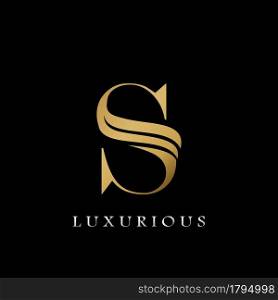 Golden Initial S Letter Logo Luxury, creative vector design concept for luxuries business