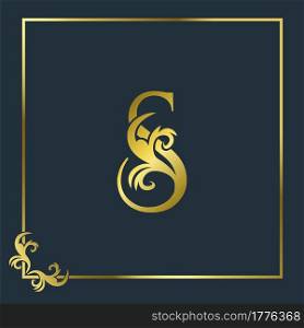 Golden Initial S Luxury Letter Logo Icon, Ornate business brand identity or wedding initial logo vector design .