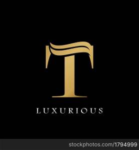 Golden Initial T Letter Logo Luxury, creative vector design concept for luxuries business